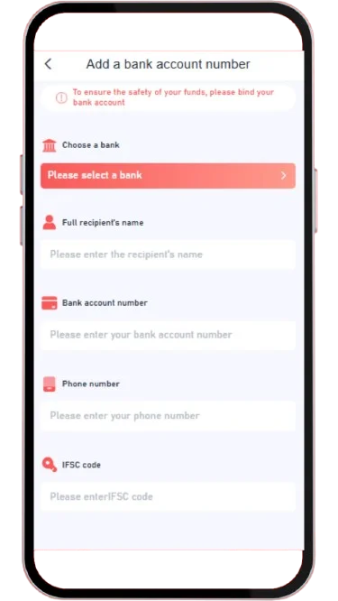 Add your bank details